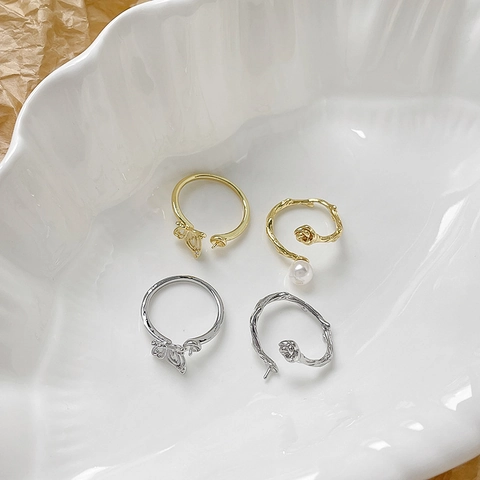 Base per Anello DIY in Rame Placcato Oro 18K Farfalla Rosa per Intarsio di Perle Zirconia Anello Aperto Regolabile Accessorio Gioielli