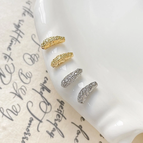 Gold Silver Plated Copper Curved Caterpillar Tube Beads Hammered Texture Spacer Beads For DIY Bracelet Jewelry Making