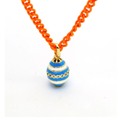 Bohemian Hip Hop Enamel Egg Pendant Necklace For Women Colorful Cuban Chain Jewelry Rhinestone Dopamine Style Fashion Accessories