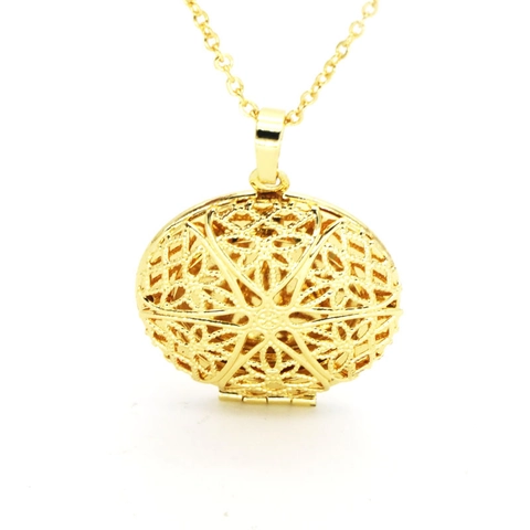 Copper 18K Gold Plated Locket Necklace For Women Openable Heart Shell Round Oval Photo Pendant Fashion Jewelry Gift