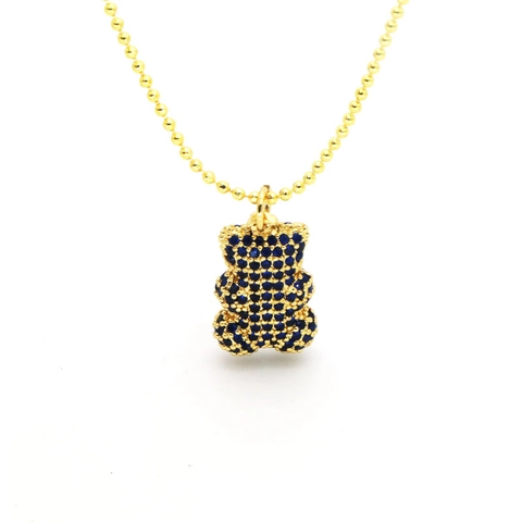 Süße Bär Anhänger Halskette Mit Vollständigem Zirkonia Für Damen Vergoldete Kupfer Kugelkette Mode Funkelnder Tierschmuck