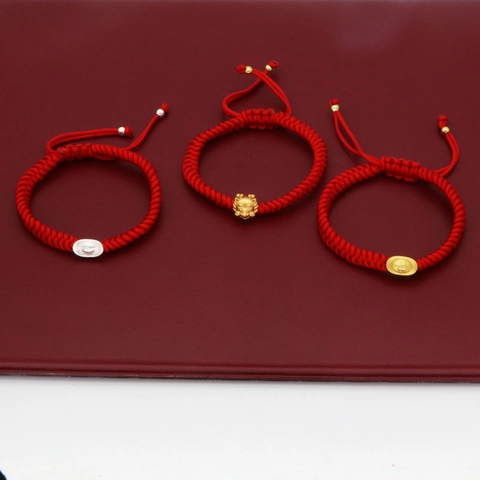 Chinese Zodiac Dragon Red String Bracelet 925 Sterling Silver Lucky Yuanbao Hand Braided Rope Bracelet New Year Gift