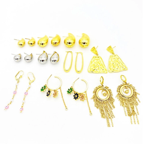 Pendientes de Botón de Gota de Agua de Cobre Pulido Minimalista Geométrico Diamante de Imitación Perla Artificial Joyas para Mujer