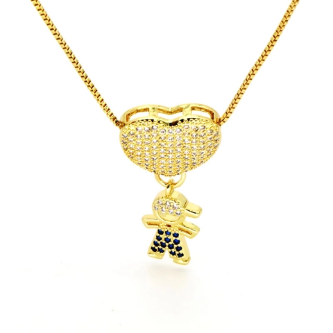 Kupfer Zirkonia Herz Anhänger Halskette Für Paare Freunde Eingelegte Jungen Mädchen Figuren Gold Vergoldet Box Kette Schmuck