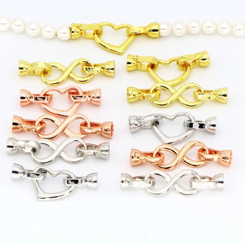 Chiusura per Gioielli in Rame Placcato Oro 18K a Cuore Infinito Accessorio DIY per Collana di Perle Bracciale Connettore