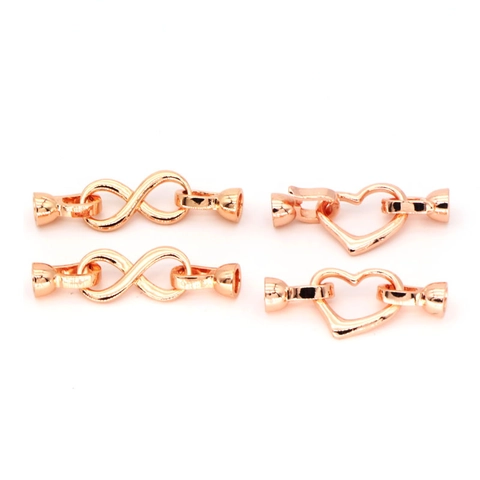 Chiusura per Gioielli in Rame Placcato Oro 18K a Cuore Infinito Accessorio DIY per Collana di Perle Bracciale Connettore