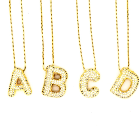 18K Gold Plated Copper 26 Initial Letter Pendant Necklace Micro Pave Zirconia Alphabet Necklaces For Women Fashion Jewelry