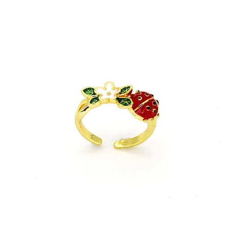 Verstellbarer Emaille Marienkäfer Ring Vergoldet Kupfer Zirkonia Tier Käfer Fingerring Mode Schmuck Für Damen Mädchen
