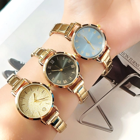Orologio al Quarzo da Donna alla Moda Bracciale in Acciaio Inossidabile Strass Numeri Romani Quadrante Cielo Stellato Orologio da Polso Casual da Donna