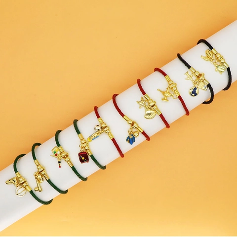 Western Charm Bracelet Copper Braided Rope Bracelet For Women Men Travel Sports Theme Shell Starfish Suitcase Sneaker Ball Pendant Jewelry Gift