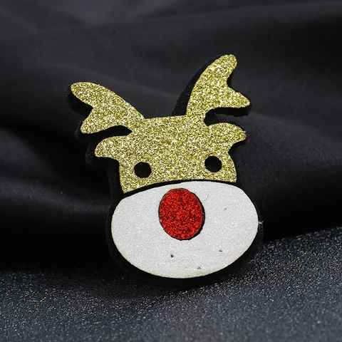 Vintage Weihnachten Rentierkopf Brosche Glitzer Stoff Hirschkopf Nadel Legierung Strass Schmuck Accessoire Feiertagsgeschenk Damen