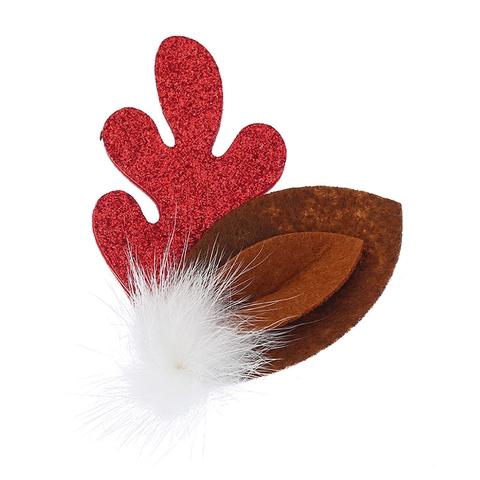 Broche de Astas de Reno de Navidad para Mujer Aleación Diamantes de Imitación Purpurina Fieltro Pin Insignia Fiesta Festiva Accesorios de Ropa Joyería