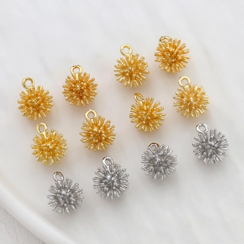 14k Gold Plated Copper Bayberry Ball Sea Urchin Starburst Pendants For DIY Jewelry Making Necklaces Bracelets Accessory