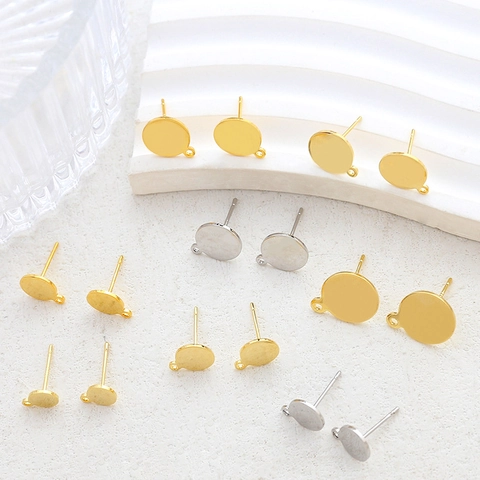 DIY Schmuckherstellung Zubehör Rund Flach Kreis Ohrstecker Mit Aufhängeschlaufe 925 Sterling Silber Ohrstecker-Stift Zubehör