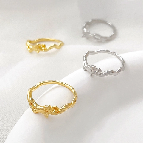 DIY Jewelry Making Copper Ring Base Lava Tree Vine Texture Gold Plated Setting For Artificial Pearl Semi Finished Handcrafted Accessories