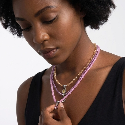 Minimalist Copper Beaded Necklace With Zirconia Pendant Colorful Bead Choker Necklace Dainty Fashion Jewelry For Women