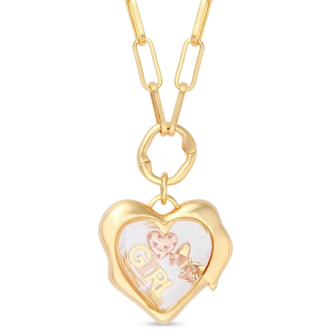 Franse Lichte Luxe Hart Zirconia Medaillon Ketting DIY Ontwerp Vergulde Koperen Paperclip Ketting Voor Dames Sieraden