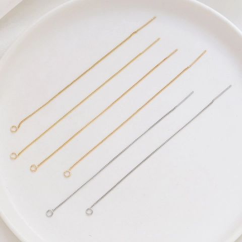 14K 18K Gold Plated Copper Tassel Ear Threads For DIY Jewelry Making Minimalist Link Chain Earring Findings For Women Girls
