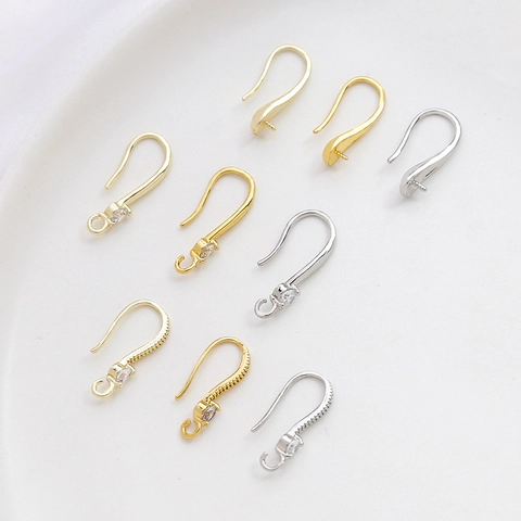 Ganchos para Pendientes de Cobre Bañado en Oro 14K 18K para Creación de Joyas DIY Hallazgos con Circonia Incrustada