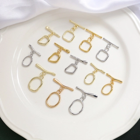 14k 18k Vergoldet Kupfer Knebelverschlüsse OT Verbinder Für DIY Halskette Armband Schmuckherstellung Geometrische Verschlüsse