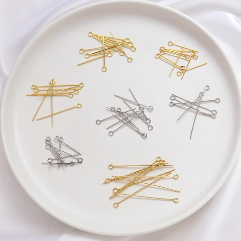 Alfileres de Ojo de Cobre Galvanizado para Joyería DIY Conectores de Metal Bañado en Oro 14K 18K para Pulsera Pendientes