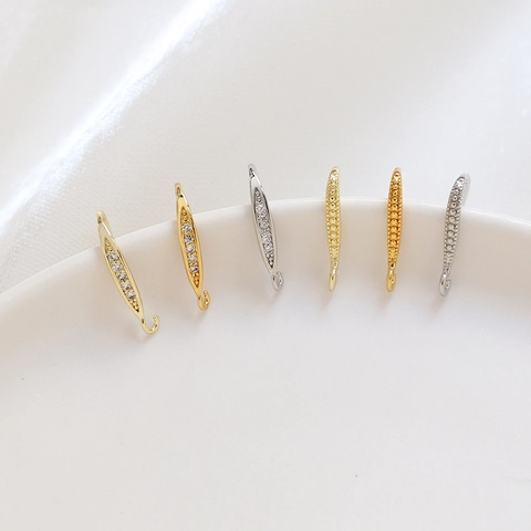 Ganci per Orecchini a U in Rame Placcato Oro Vero Con Zirconi Minimalisti Componenti per Creazione Gioielli DIY Donna Fatto a Mano