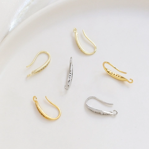 Ganci per Orecchini a U in Rame Placcato Oro Vero Con Zirconi Minimalisti Componenti per Creazione Gioielli DIY Donna Fatto a Mano