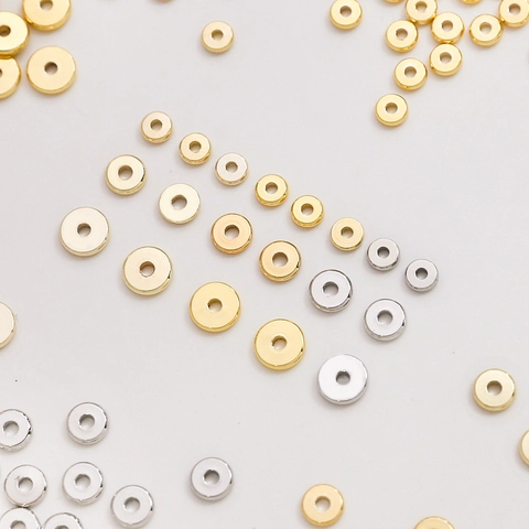 Cuentas Espaciadoras de Cobre Chapado en Oro Real Cuentas de Disco Planas y Redondas para Collar Pulsera DIY Joyería