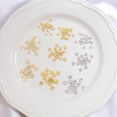 Cuentas Espaciadoras de Cobre Chapado en Oro Real Cuentas de Disco Planas y Redondas para Collar Pulsera DIY Joyería