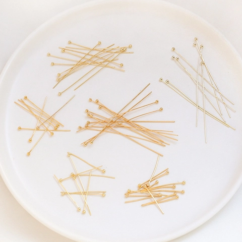 Electroplated Copper Ball Head Pins Gold Silver Plated Round Head T Pins For DIY Necklace Earrings Jewelry Making Findings
