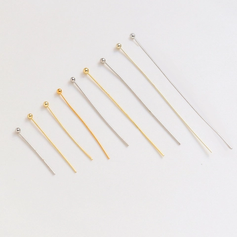 Electroplated Copper Ball Head Pins Gold Silver Plated Round Head T Pins For DIY Necklace Earrings Jewelry Making Findings