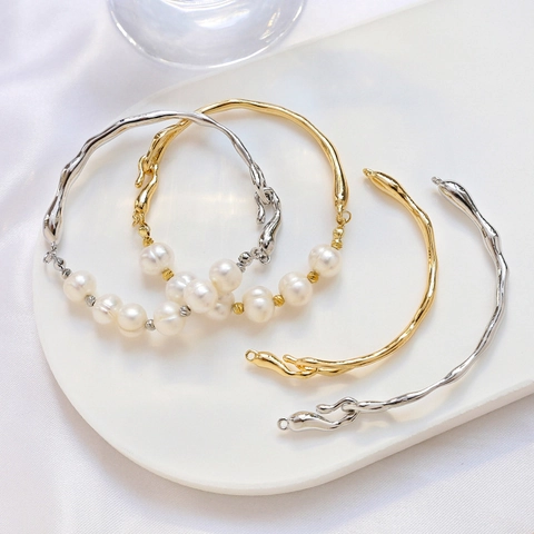 Bracciale a Ramo Irregolare in Ottone Placcato Oro 18K Con Künstliche Perle Accessori per Gioielli DIY Minimalisti Donna