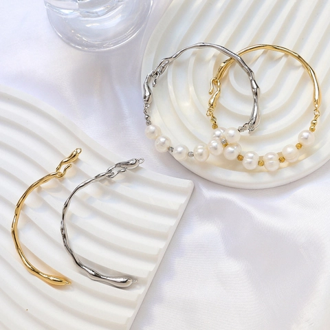 Bracciale a Ramo Irregolare in Ottone Placcato Oro 18K Con Künstliche Perle Accessori per Gioielli DIY Minimalisti Donna