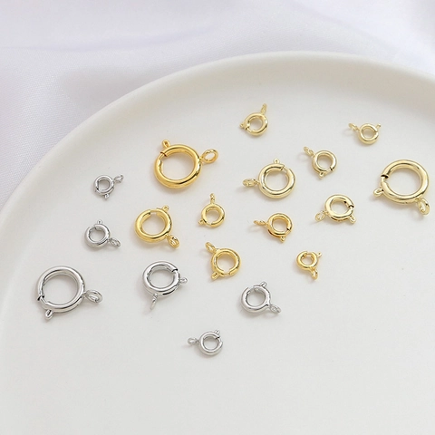 Cierres de Anillo de Resorte Accesorios para Joyería Chapado en Oro 14K 18K Cobre Conectores Redondos para Pulseras Collares DIY