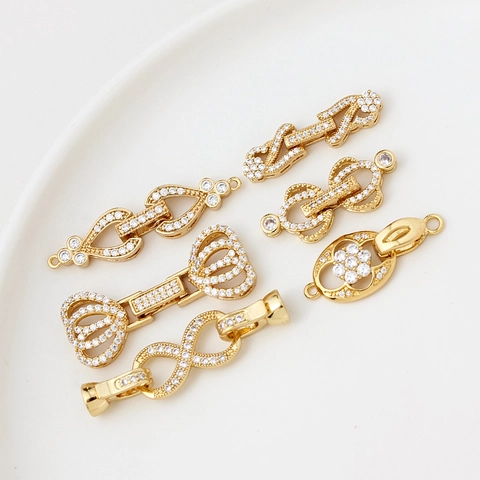 Vergoldete Kupfer Zirkonia Schmuck Verbindungsverschluss Für DIY Halskette Armband Herstellung Leopard OT Schnalle Zubehör