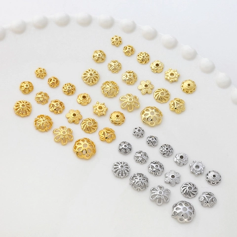 Copriperle in Rame Placcato Oro a Forma di Petalo di Fiore Distanziatori per Gioielli Fai da Te Accessori per Collane e Bracciali Artigianato