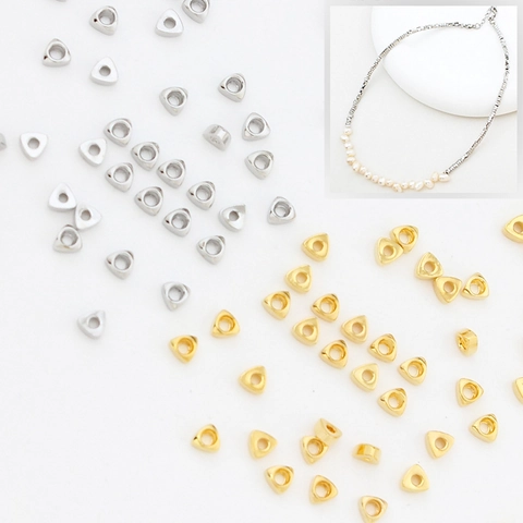 18K Gold Plated Copper Triangle Spacer Beads Geometric Smooth Round Edge Loose Beads For DIY Necklace Bracelet Jewelry Making