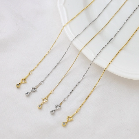 Copper Gold Plated Adjustable Box Chain O-Chain DIY Jewelry Accessory With Needle End Spring Clasp Bracelet Necklace Fine Chain