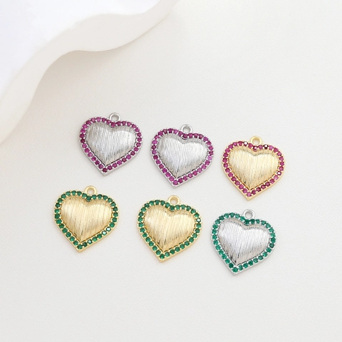 Gold Plated Copper Heart Zircon Pendant Exquisite Heart Shaped DIY Jewelry Accessories For Necklace Bracelet Earrings Making