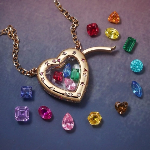 Collar de Relicario de Corazón de Cobre Bañado en Oro 18K Zirconia Vidrio Transparente DIY Floating Charm Joyería Memorial para Mujer
