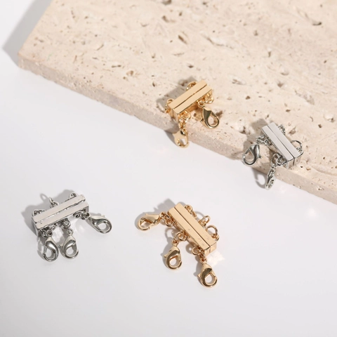 Magnetic Necklace Clasp Brass Layered Spacer Connector Multiple Row Detangler Lobster Clasp Jewelry Making Accessory