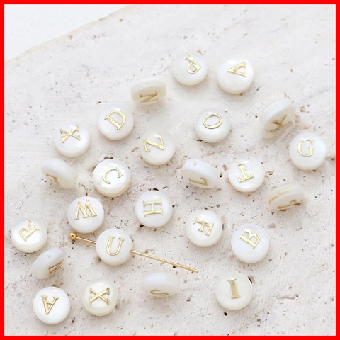 Natural White Shell Gold Initial Letter Beads Round Alphabet Disc Spacer Beads For DIY Necklace Bracelet Jewelry Making Supplies