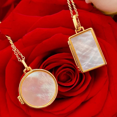 Roestvrijstalen Medaillon Ketting Met Kunstparelmoer Openbare Fotolijst Hanger Retro Minimalistische Sieraden Voor Dames