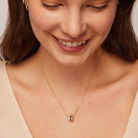Fashion Brass Zirconia Double Ring Pendant Necklace Gold Silver Plated Elegant Jewelry For Women Versatile Chain Necklace