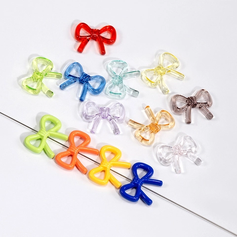 Acrylic Bowknot Loose Beads DIY Jewelry Making Accessories For Phone Chains Keychains Necklaces Sweet Transparent Beads