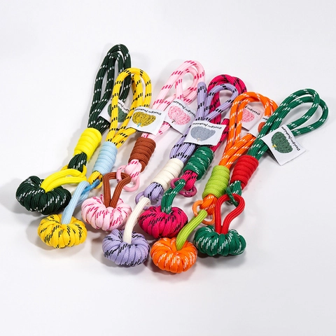 Hand-woven Pumpkin Pendant Keychain Mobile Phone Strap Colorful Braided Rope Bag Hanging Charm Accessories Women Gift