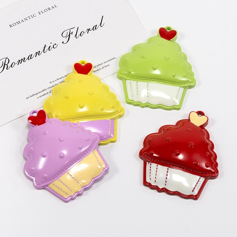 Alloy Enamel Cupcake Pendants For DIY Jewelry Making Keychain Phone Strap Heart Cake Charms Sweet Decoration Accessory
