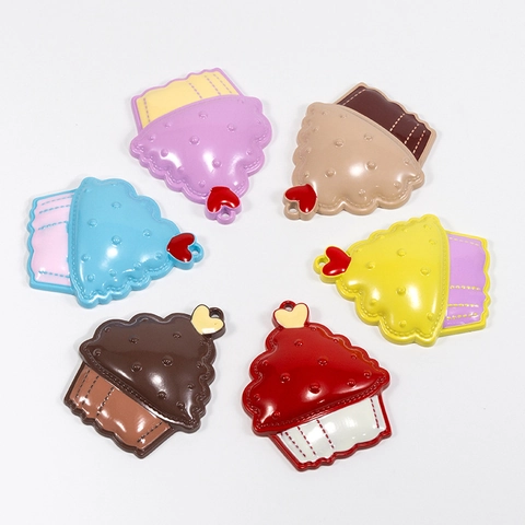 Alloy Enamel Cupcake Pendants For DIY Jewelry Making Keychain Phone Strap Heart Cake Charms Sweet Decoration Accessory