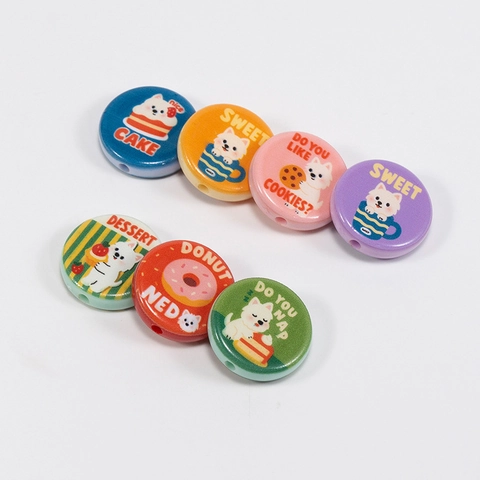 Double Sided Painted Cartoon Puppy Alloy Round Beads DIY Jewelry Findings Crafting Charms For Bracelet Necklace Keychain Bag Accessories