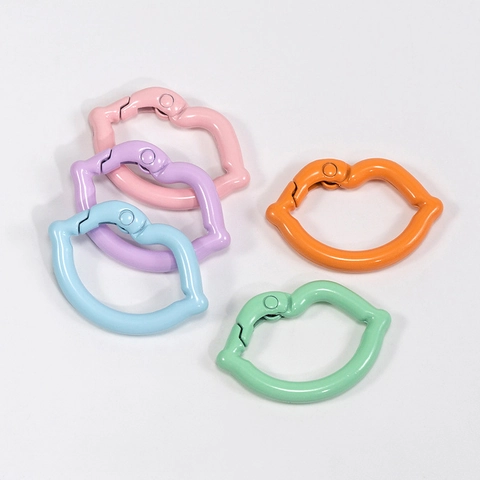 Lip Shaped Alloy Spring Clasp Enamel Jewelry Connector For DIY Keychain Bag Charm Accessories Enamel Baked Paint Spring Ring